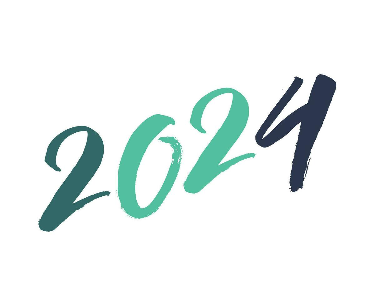 contento nuevo año 2024 resumen gris y verde gráfico diseño vector logo símbolo ilustración