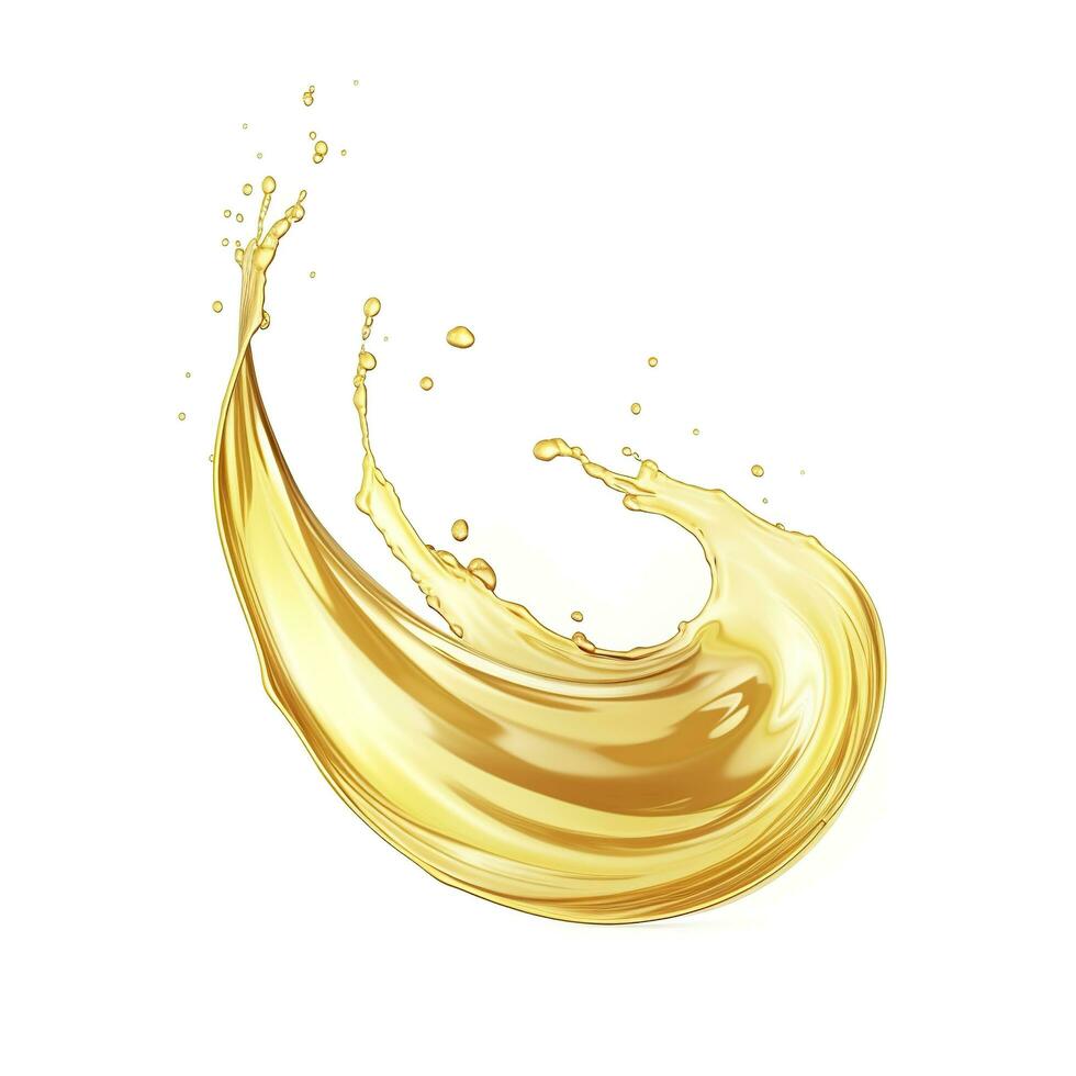 AI generated Golden Oil or Cosmetic essence splash isolated on white background, 3d illustration. AI Generated photo