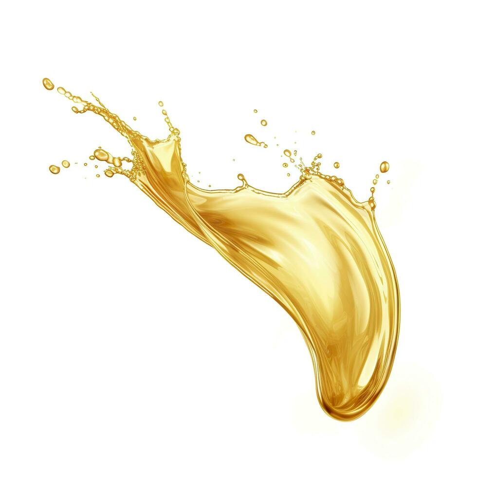 AI generated Golden Oil or Cosmetic essence splash isolated on white background, 3d illustration. AI Generated photo