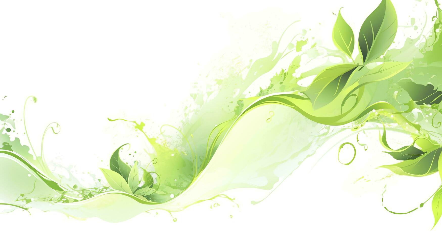 AI generated Green herbal tea wave splash with leaves flow. AI Generated photo