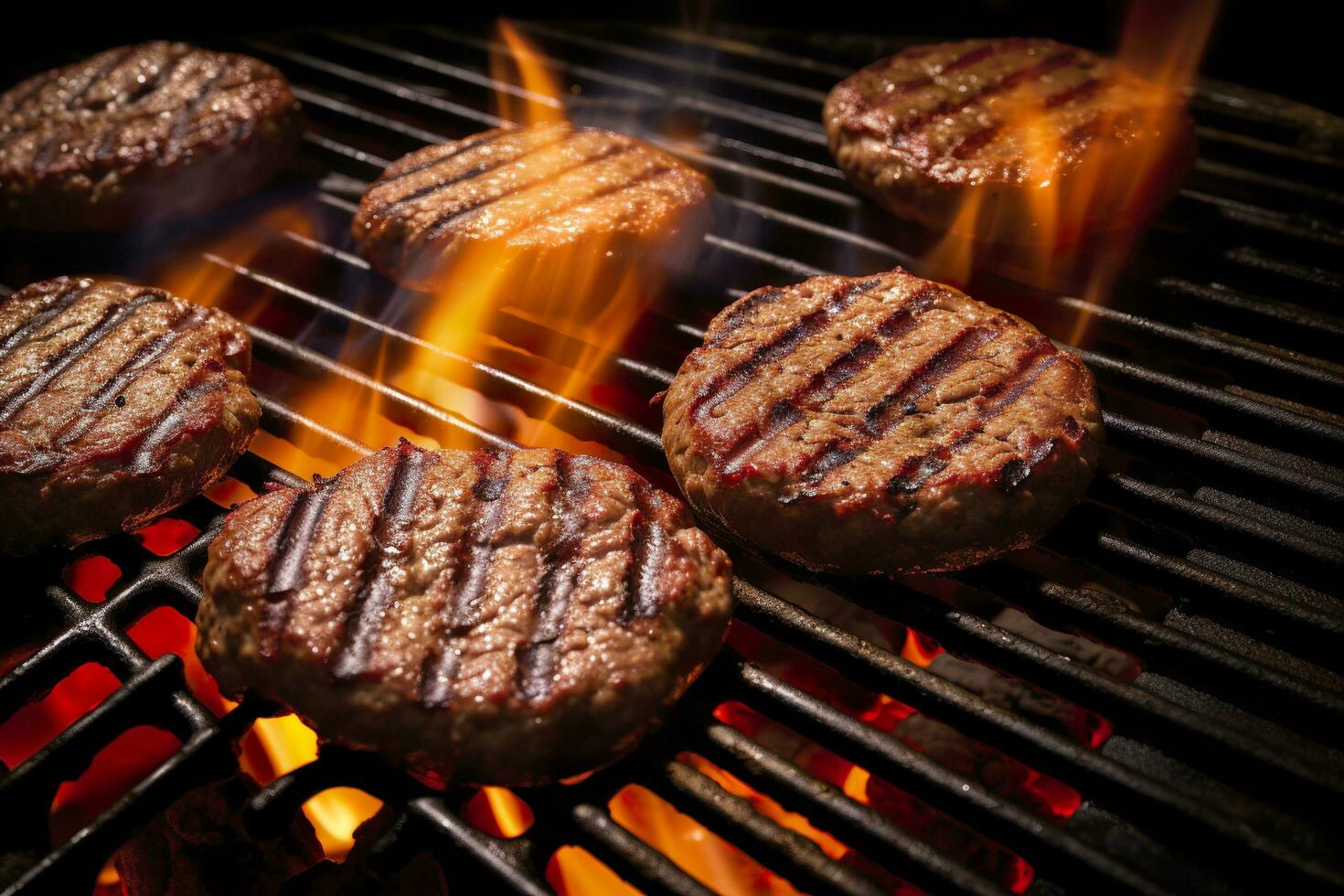 AI generated Hamburgers on the grill. AI Generated photo