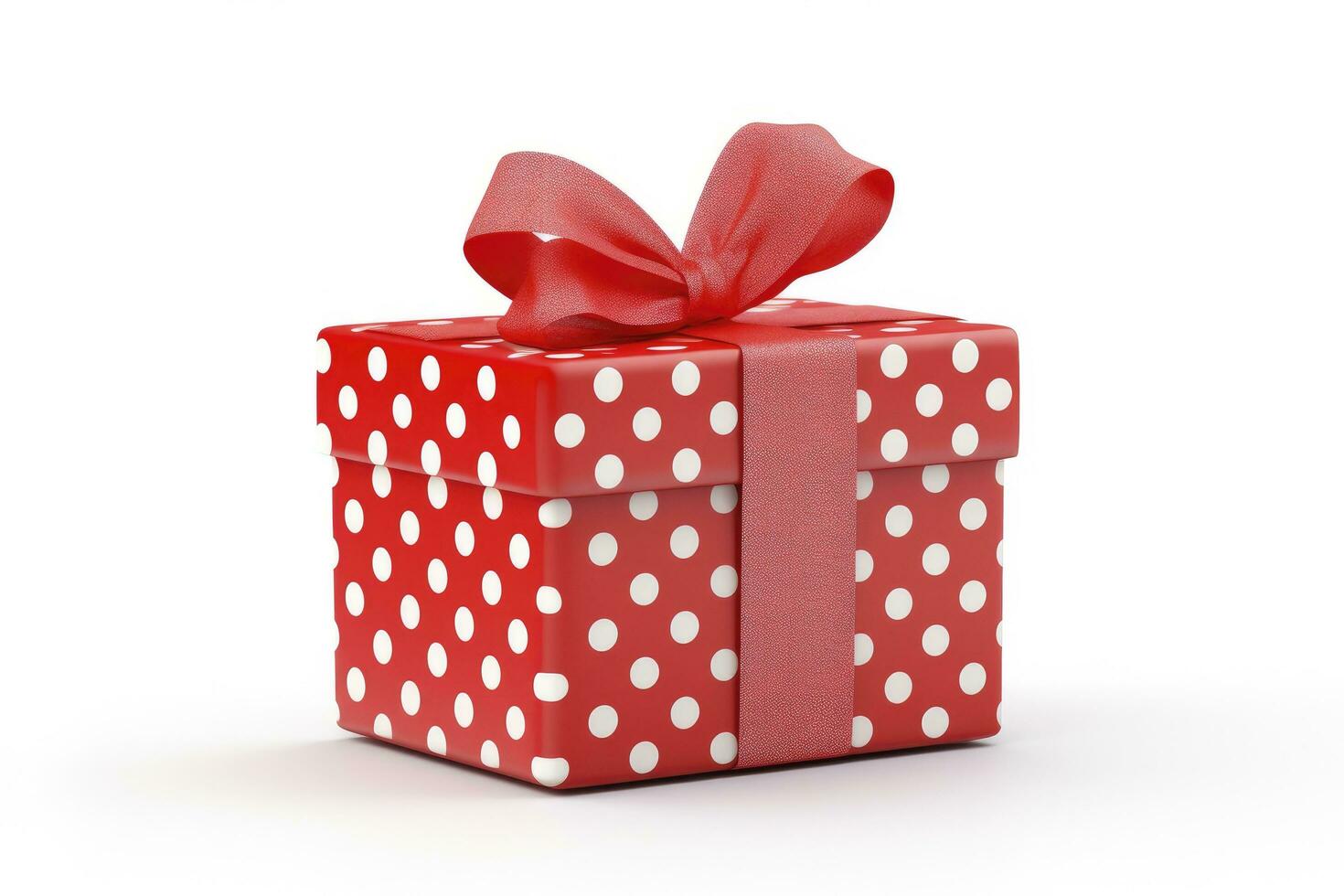 AI generated Gift box with red ribbon isolated on white background. AI Generated photo