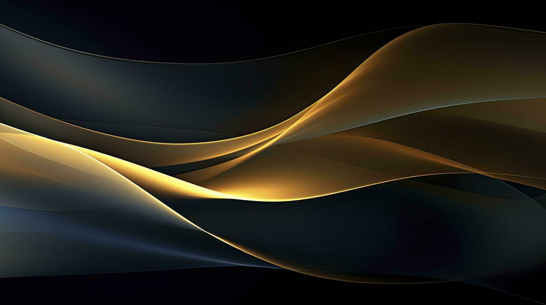 AI generated Gold and navy blue waves abstract. AI Generated. photo