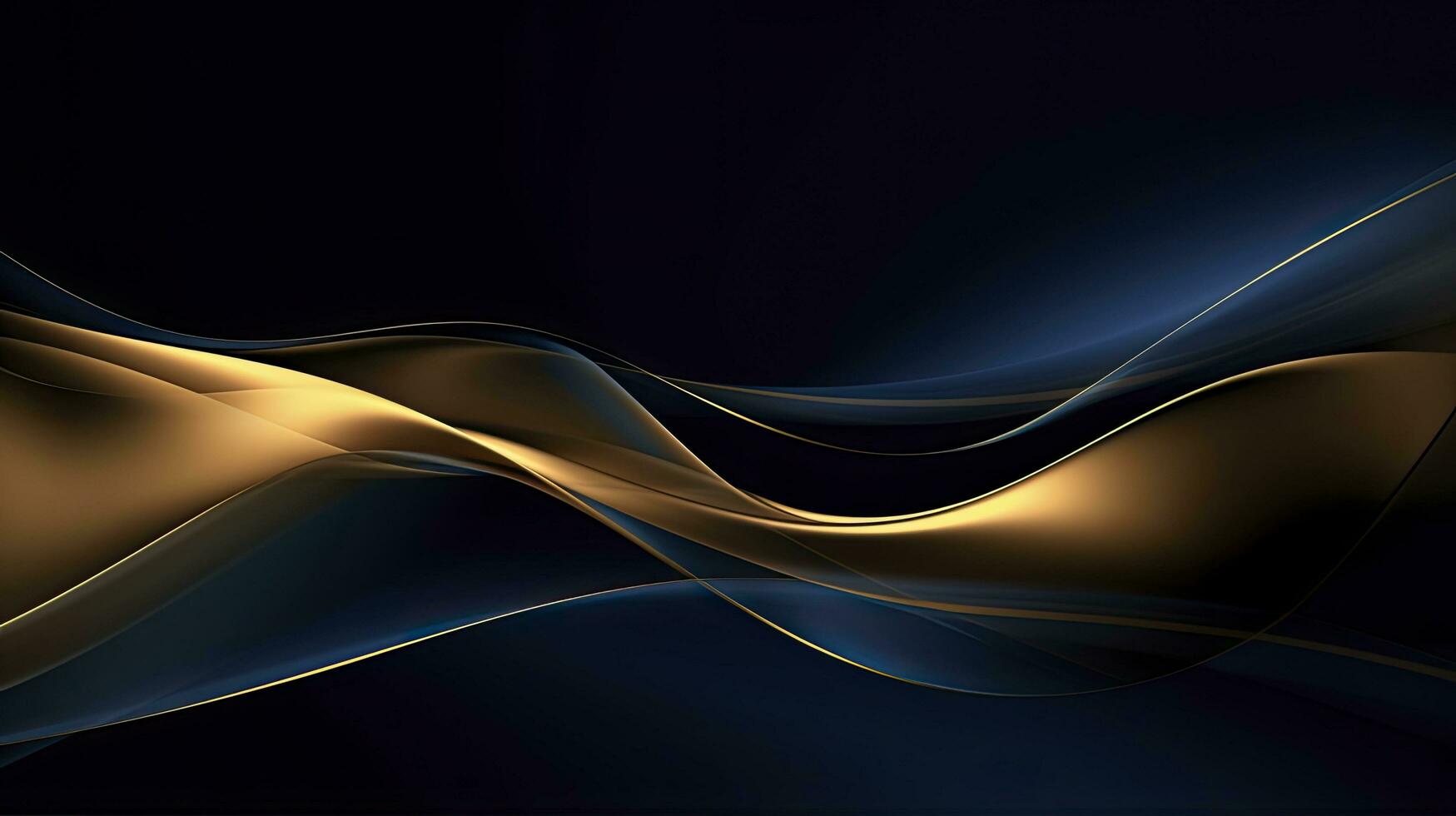 AI generated Gold and navy blue waves abstract. AI Generated. photo