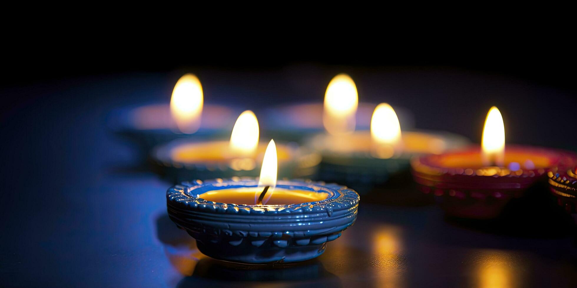 AI generated Happy Diwali. Diya oil lamps were lit during the celebration. AI Generated photo