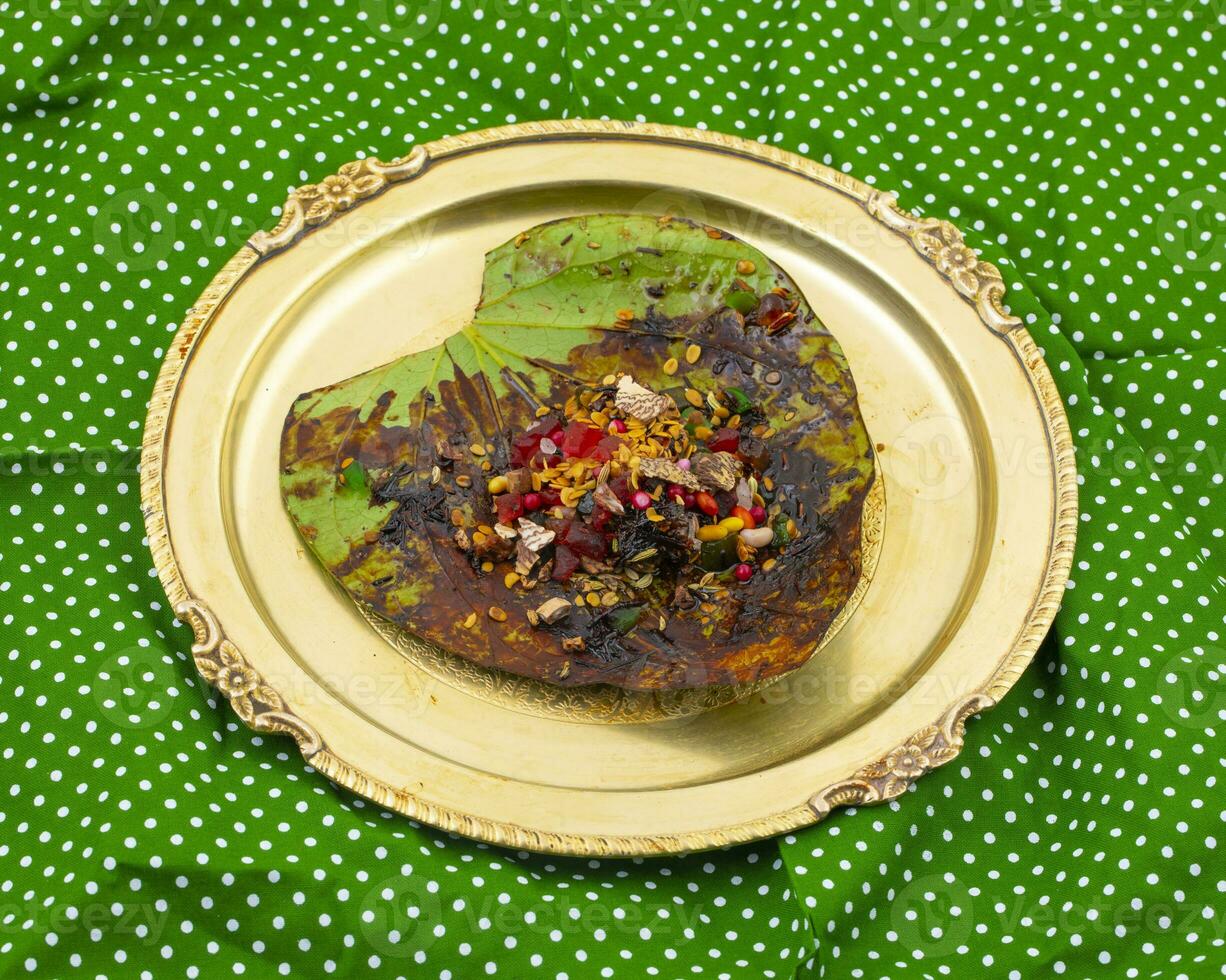 Indian Traditional Mouth Freshener Sweet Paan photo