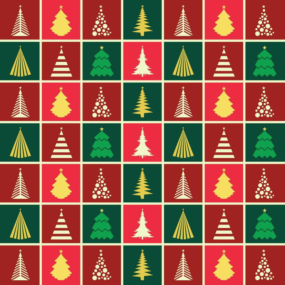 Bright Christmas Pattern with Different Stylized Pine trees. Christmas Tree Pattern vector