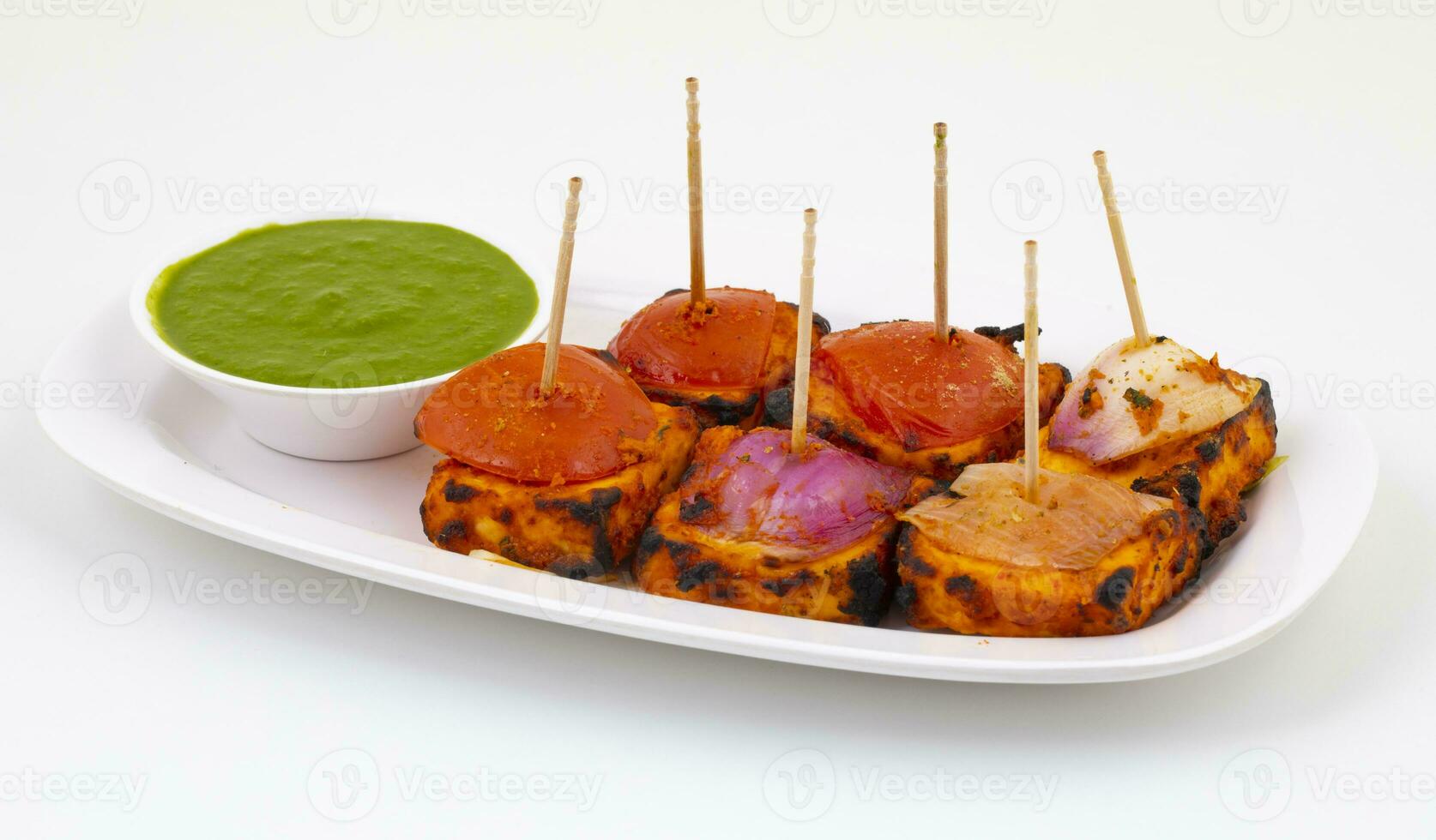 Indian Starter Dish Paneer Tikka Kabab or Barbecue Paneer Tikka Kabab photo