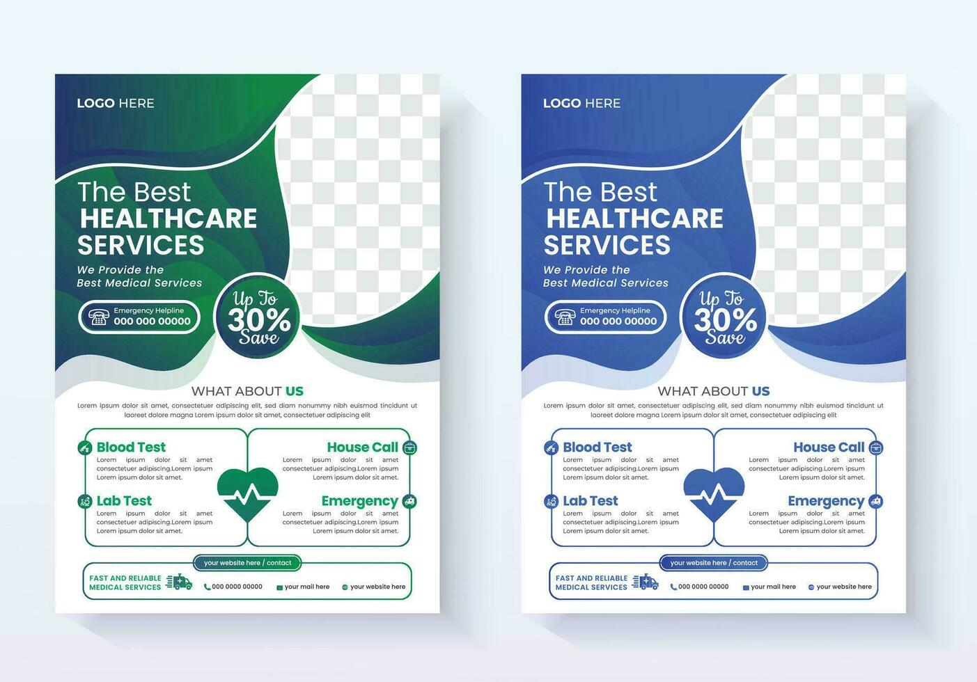 Medical healthcare flyer design template, flat icons for a report and medical brochure design,vector template in A4 size. vector