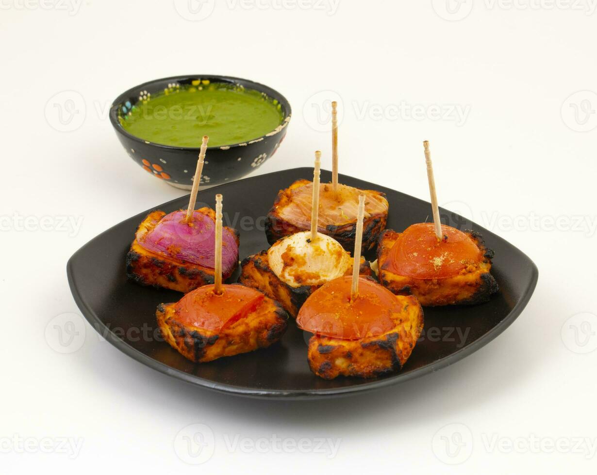 Indian Starter Dish Paneer Tikka Kabab or Barbecue Paneer Tikka Kabab photo