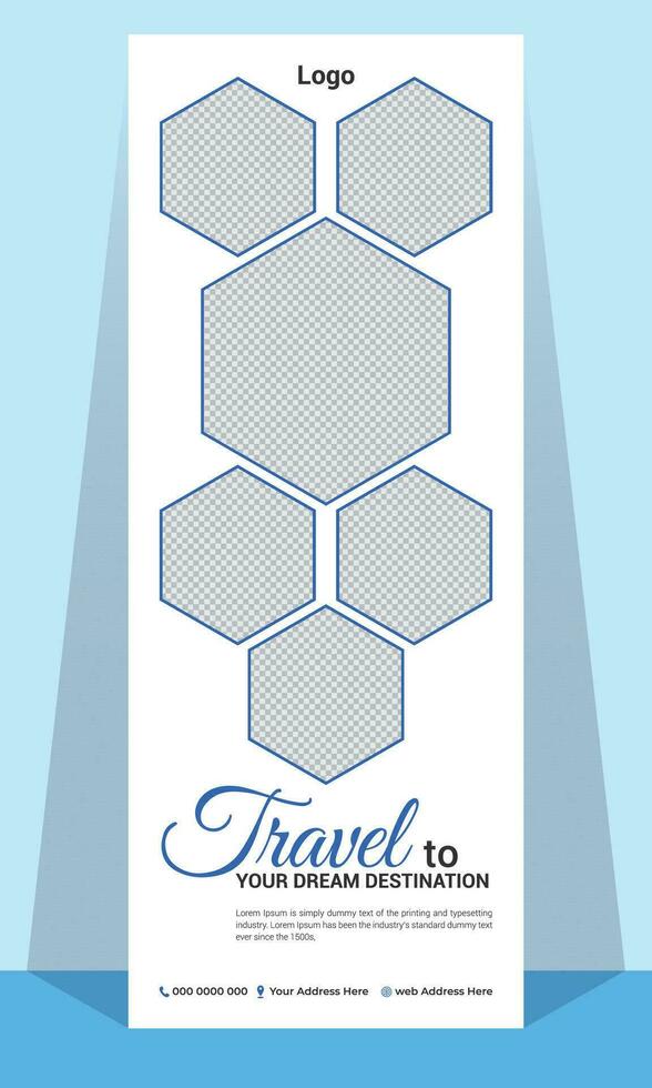 Modern and eye catching roll up banner design vector