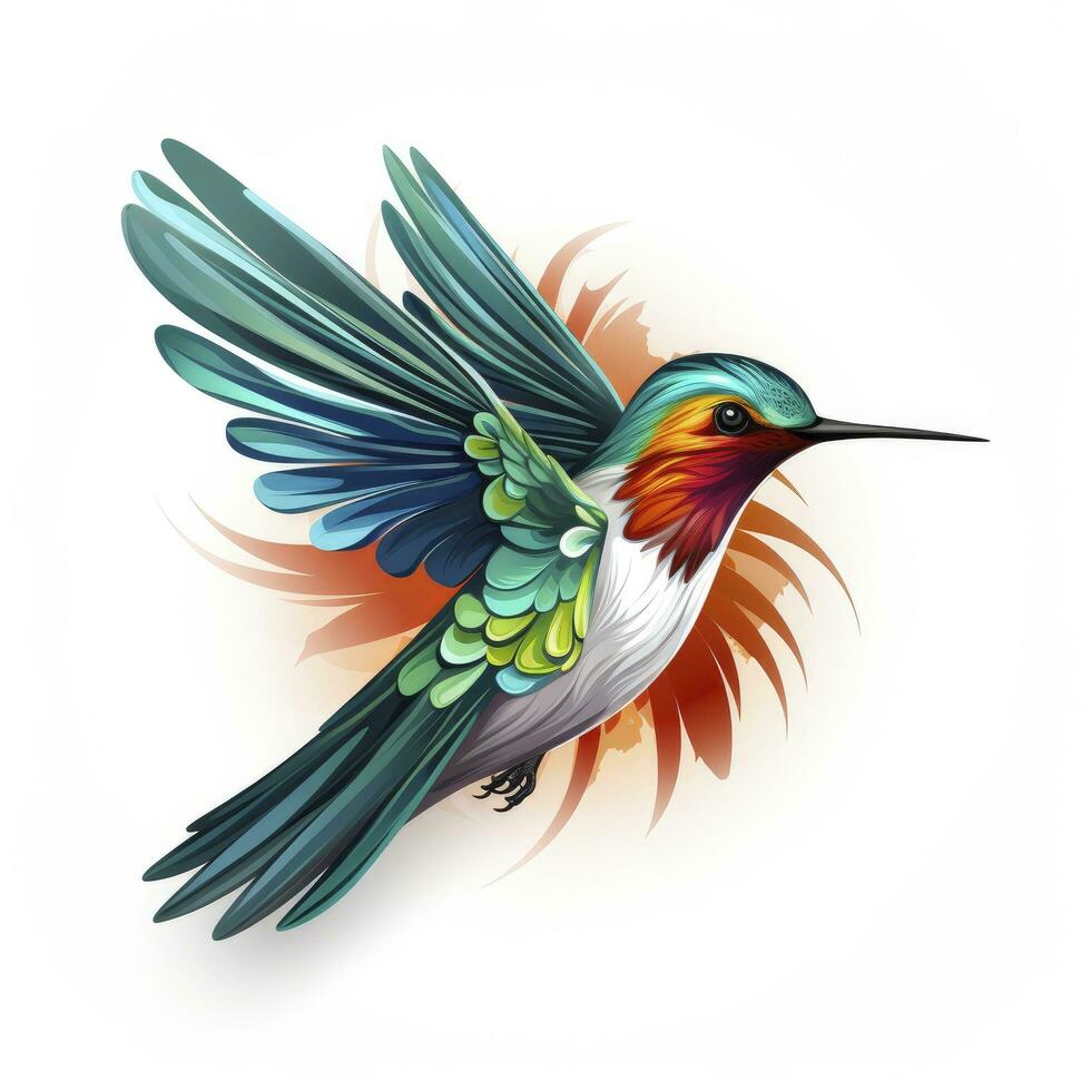 AI generated Hummingbird clipart on white background. AI Generated photo