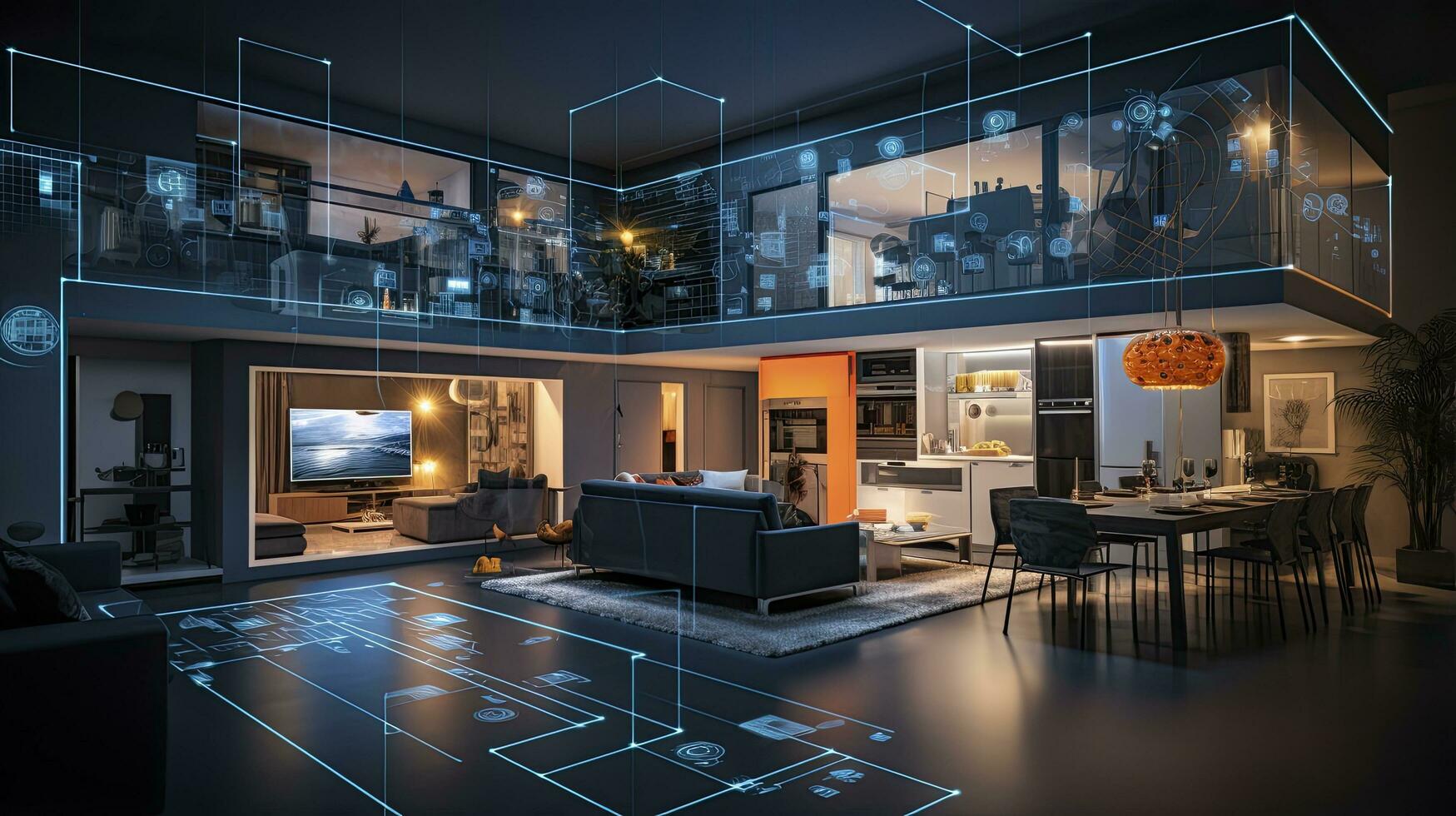 AI generated A Glimpse into the Connected Smart Home of Tomorrow. AI Generated photo