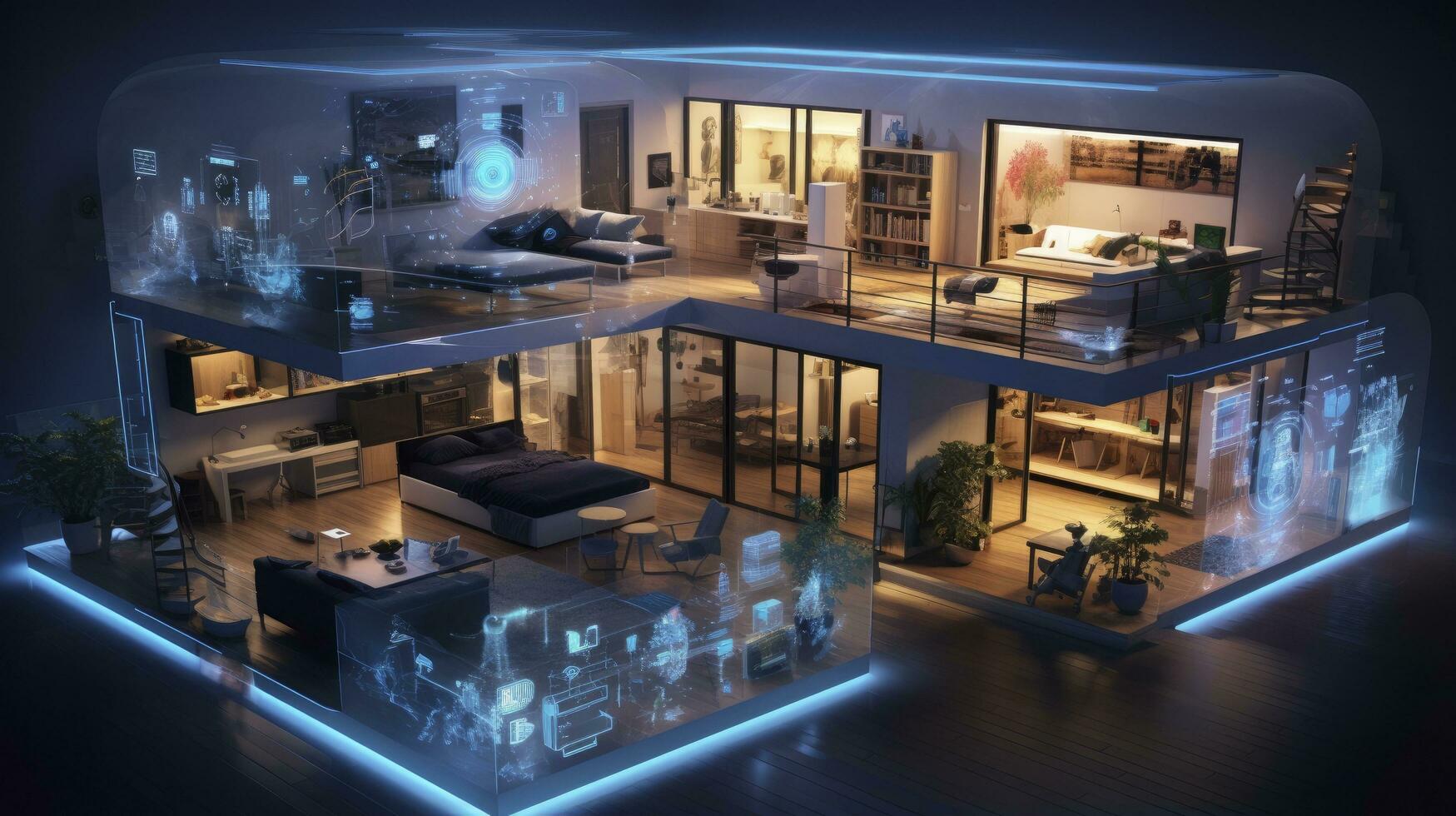 AI generated A Glimpse into the Connected Smart Home of Tomorrow. AI Generated photo