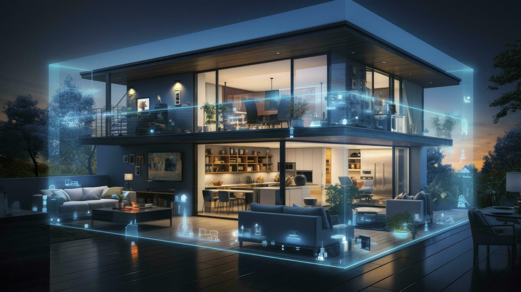 AI generated A Glimpse into the Connected Smart Home of Tomorrow. AI Generated photo