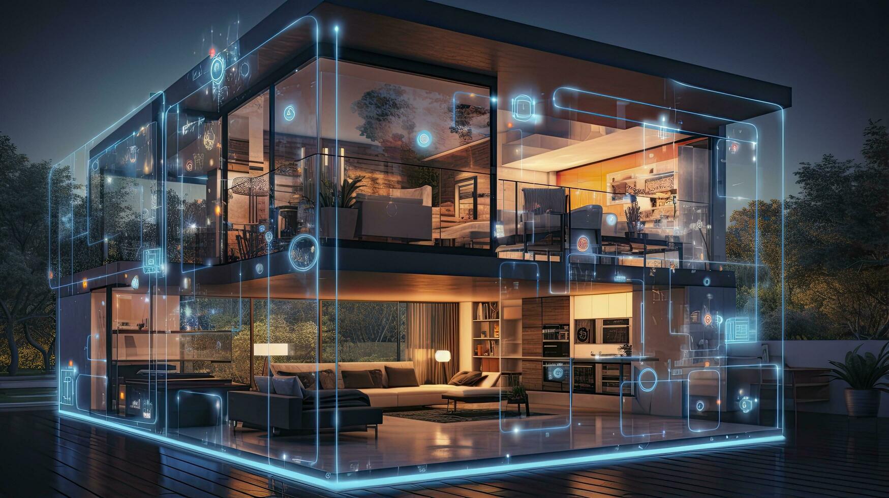 AI generated A Glimpse into the Connected Smart Home of Tomorrow. AI Generated photo