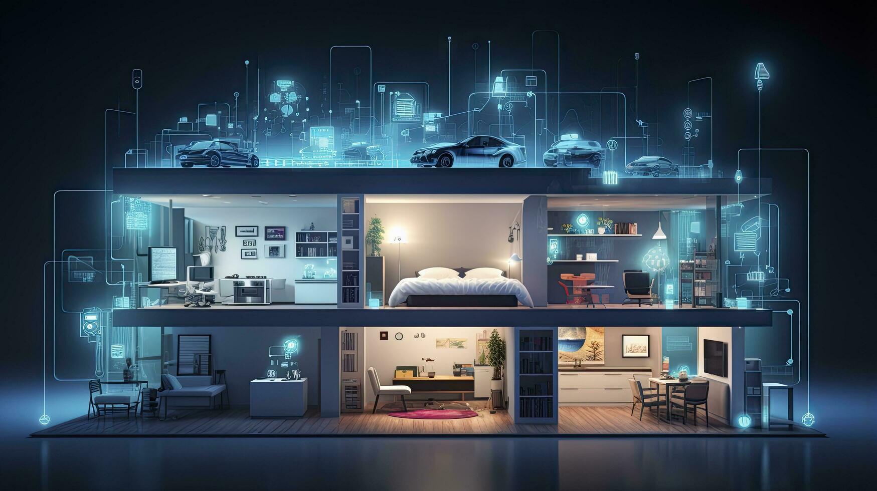 AI generated A Glimpse into the Connected Smart Home of Tomorrow. AI Generated photo
