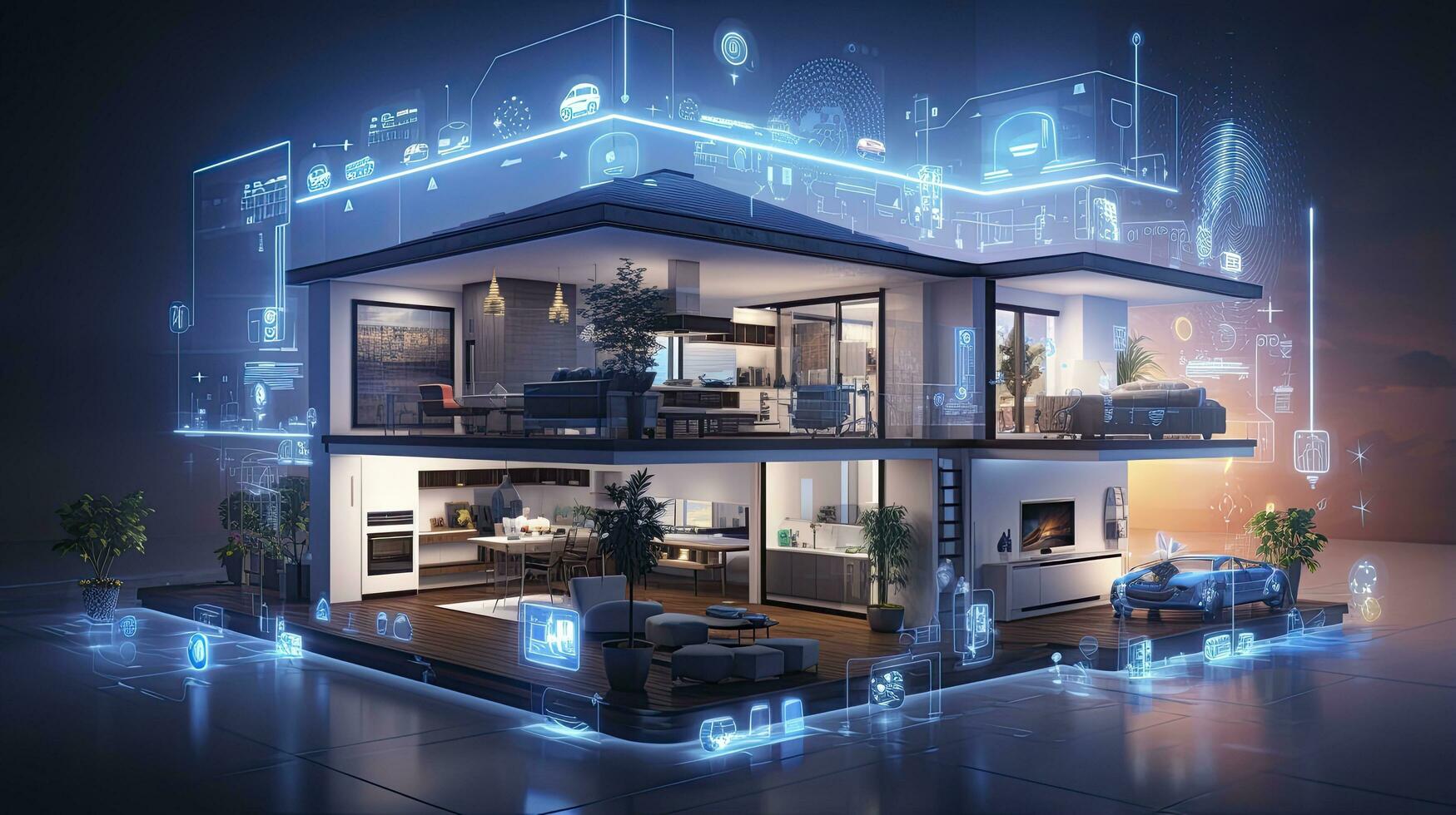 AI generated A Glimpse into the Connected Smart Home of Tomorrow. AI Generated photo