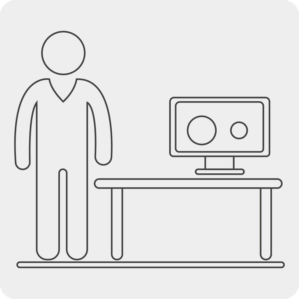 Computer desk with man vector illustration eps