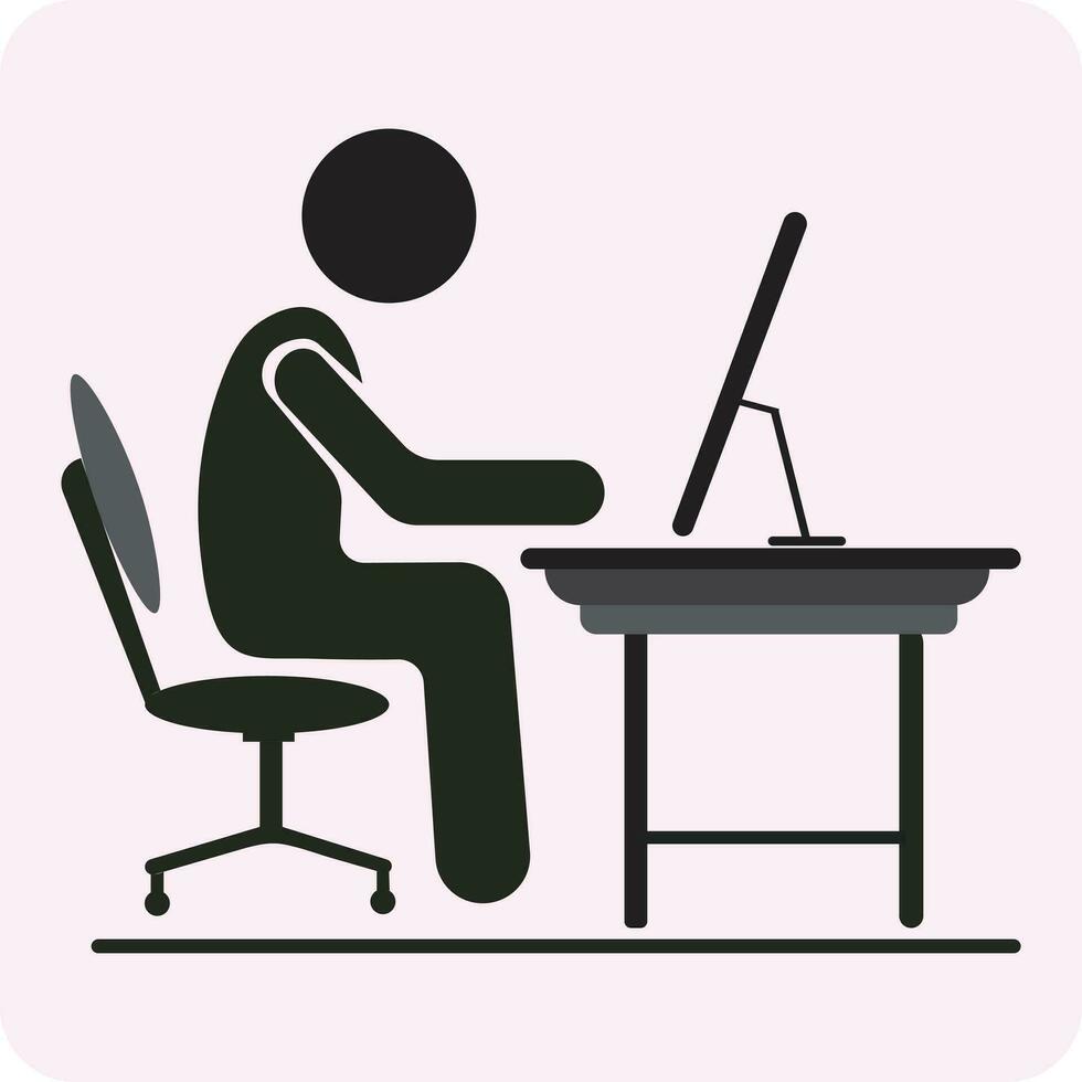 Computer desk with man vector illustration eps