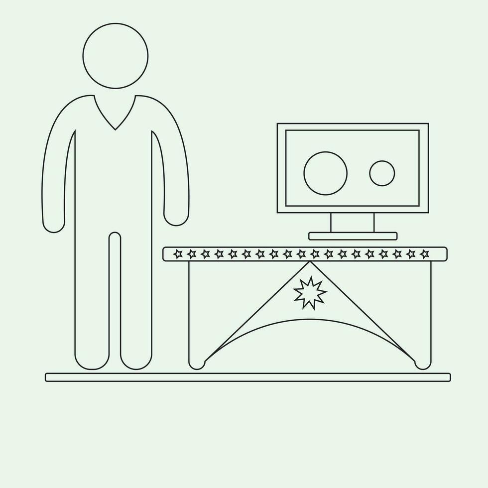 Computer desk with man vector illustration eps