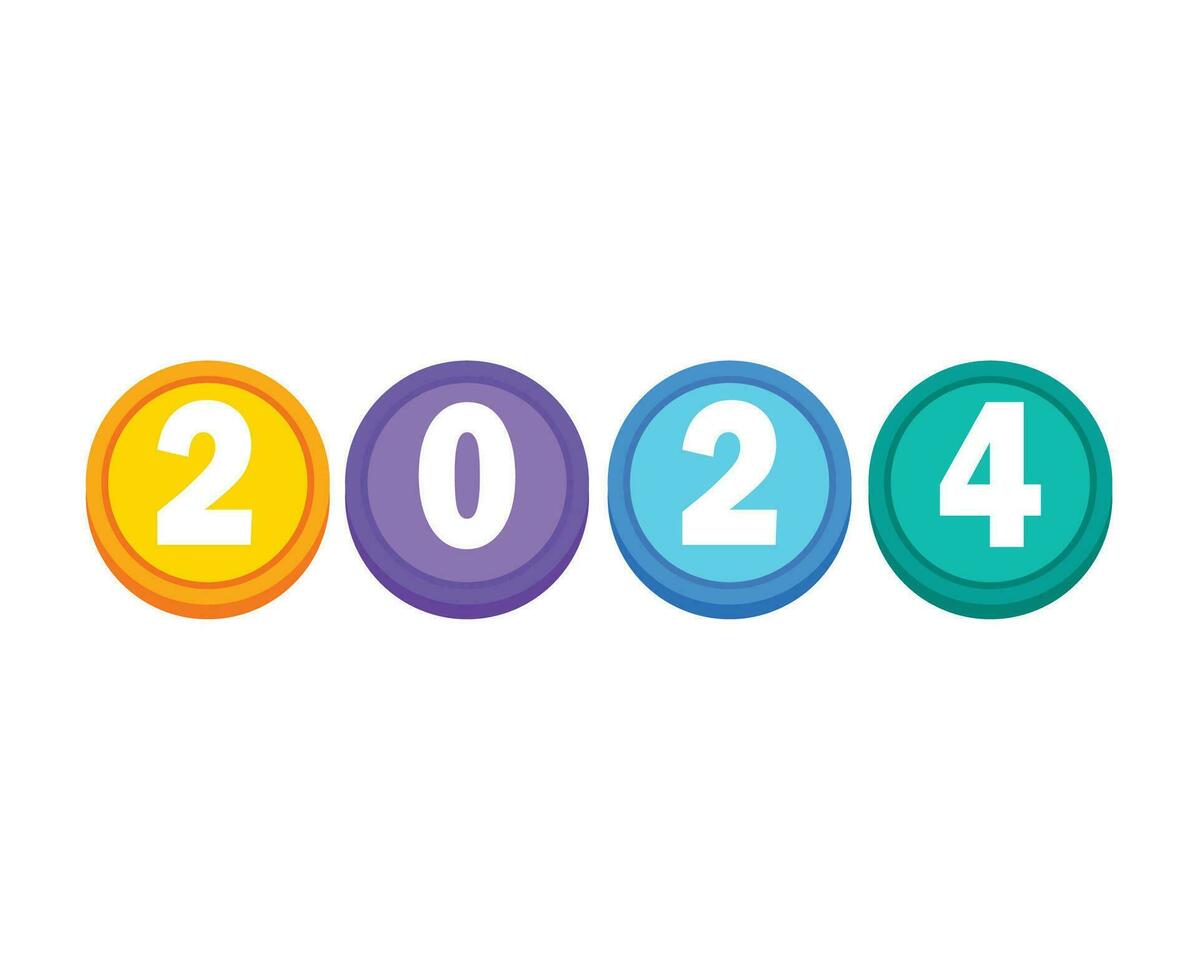 contento nuevo año 2024 resumen multicolor gráfico diseño vector logo símbolo ilustración