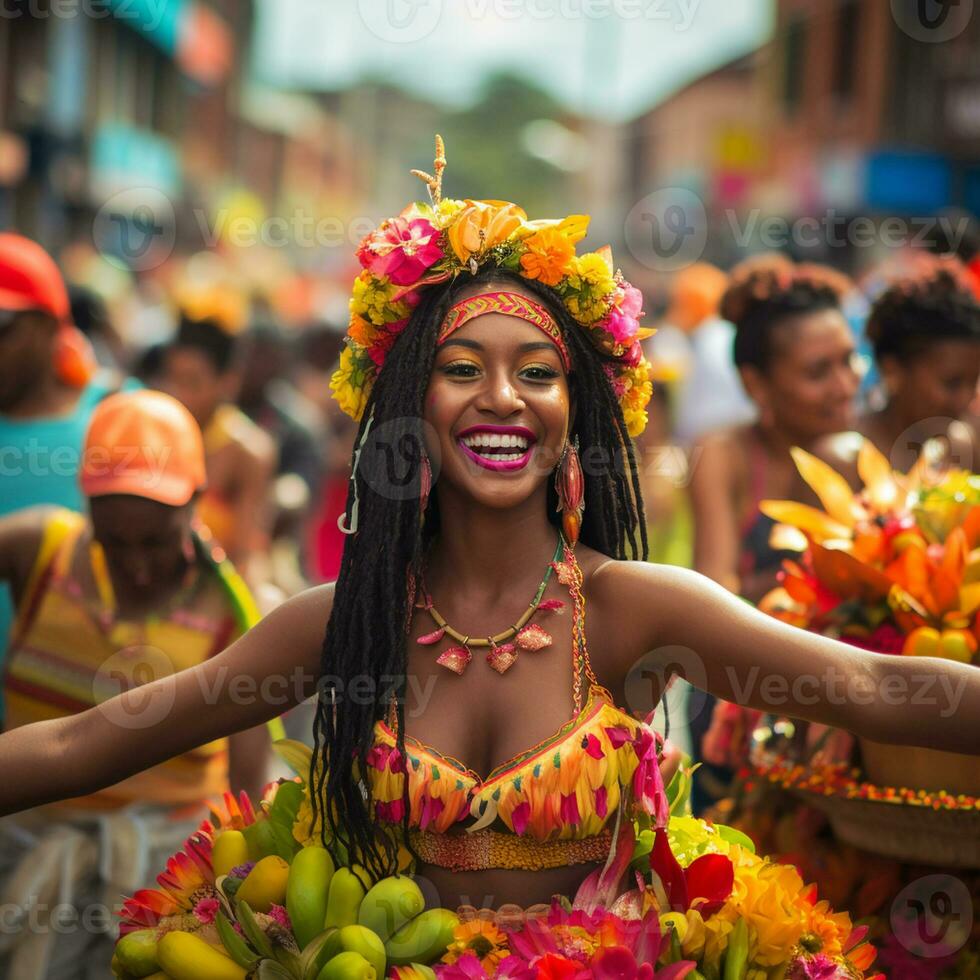 AI generated Colombian traditional dance, independence day of Colombia photo