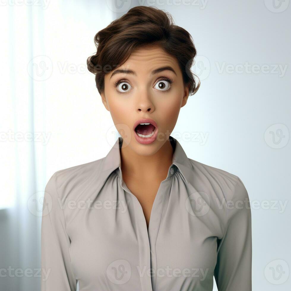 AI generated Photo of a cute lady very excited and surprised