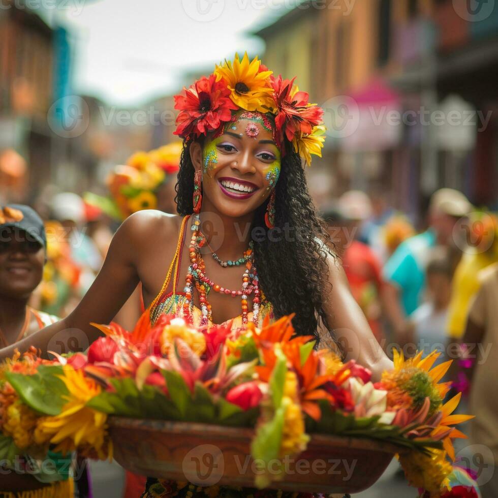 AI generated Colombian traditional dance, independence day of Colombia photo