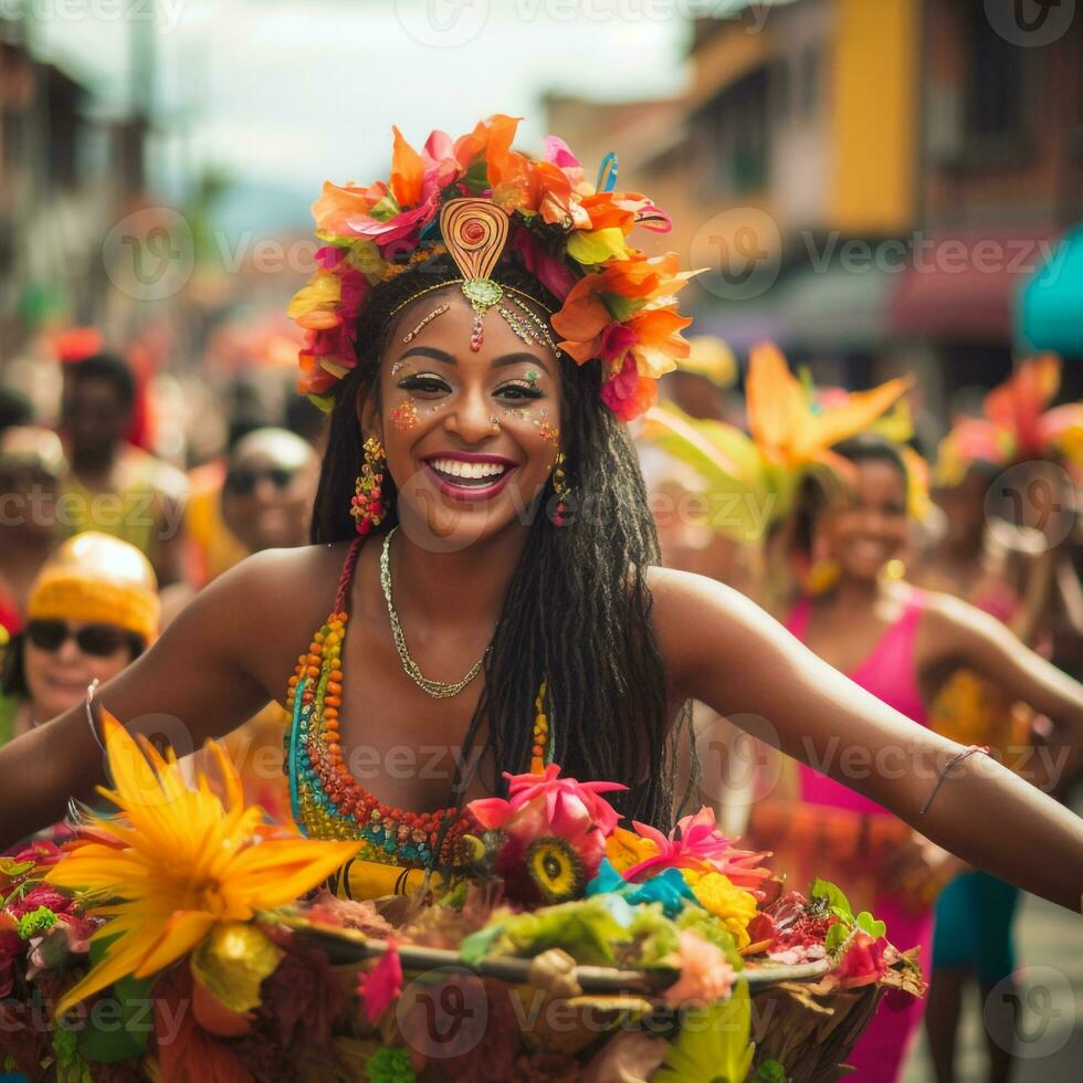 AI generated Colombian traditional dance, independence day of Colombia photo