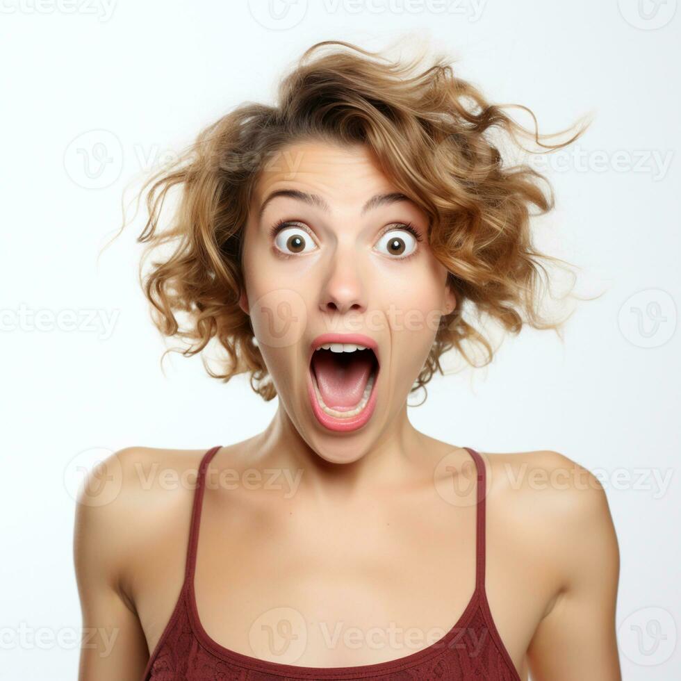 AI generated Photo of a cute lady very excited and surprised