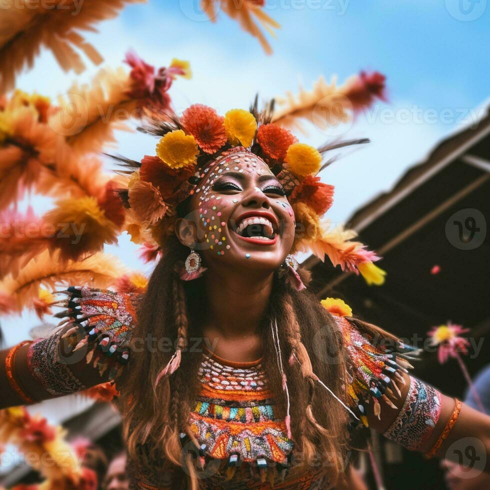 AI generated Colombian traditional dance, independence day of Colombia photo