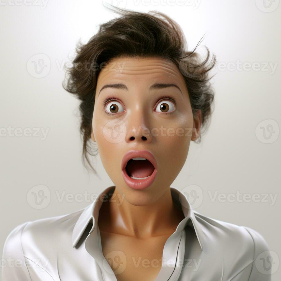 AI generated Photo of a cute lady very excited and surprised
