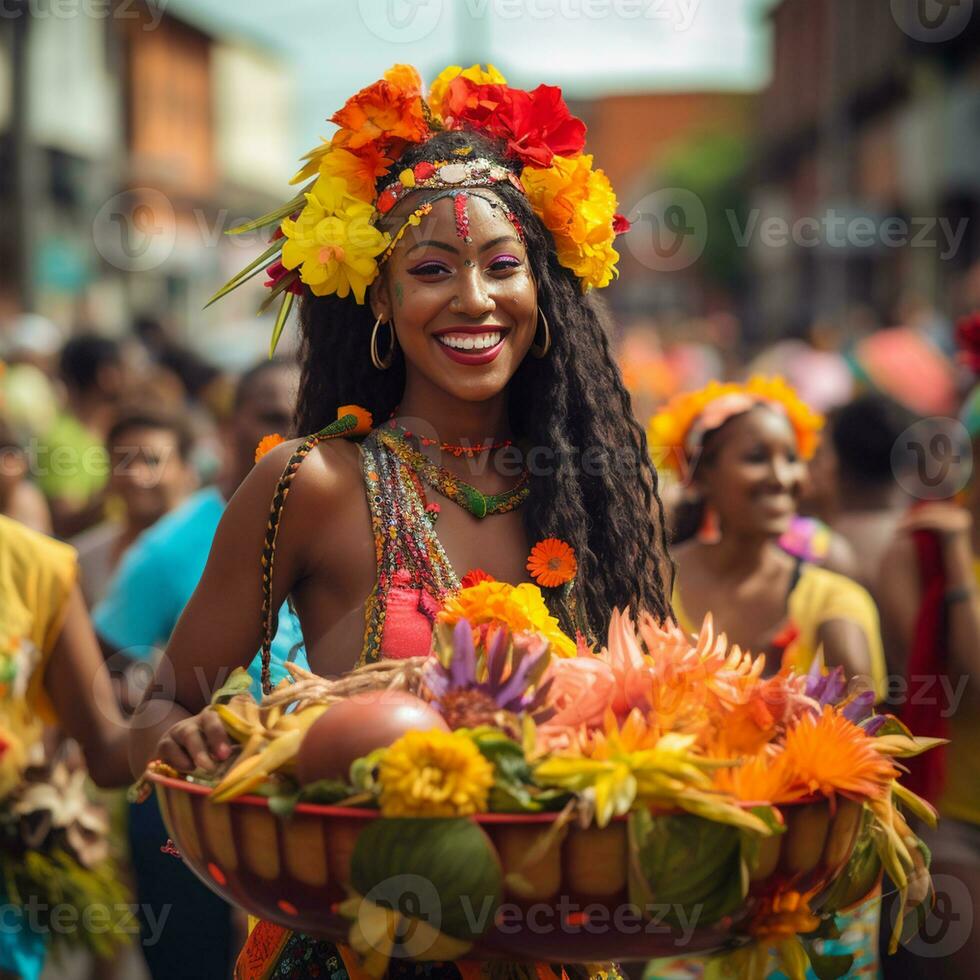 AI generated Colombian traditional dance, independence day of Colombia photo