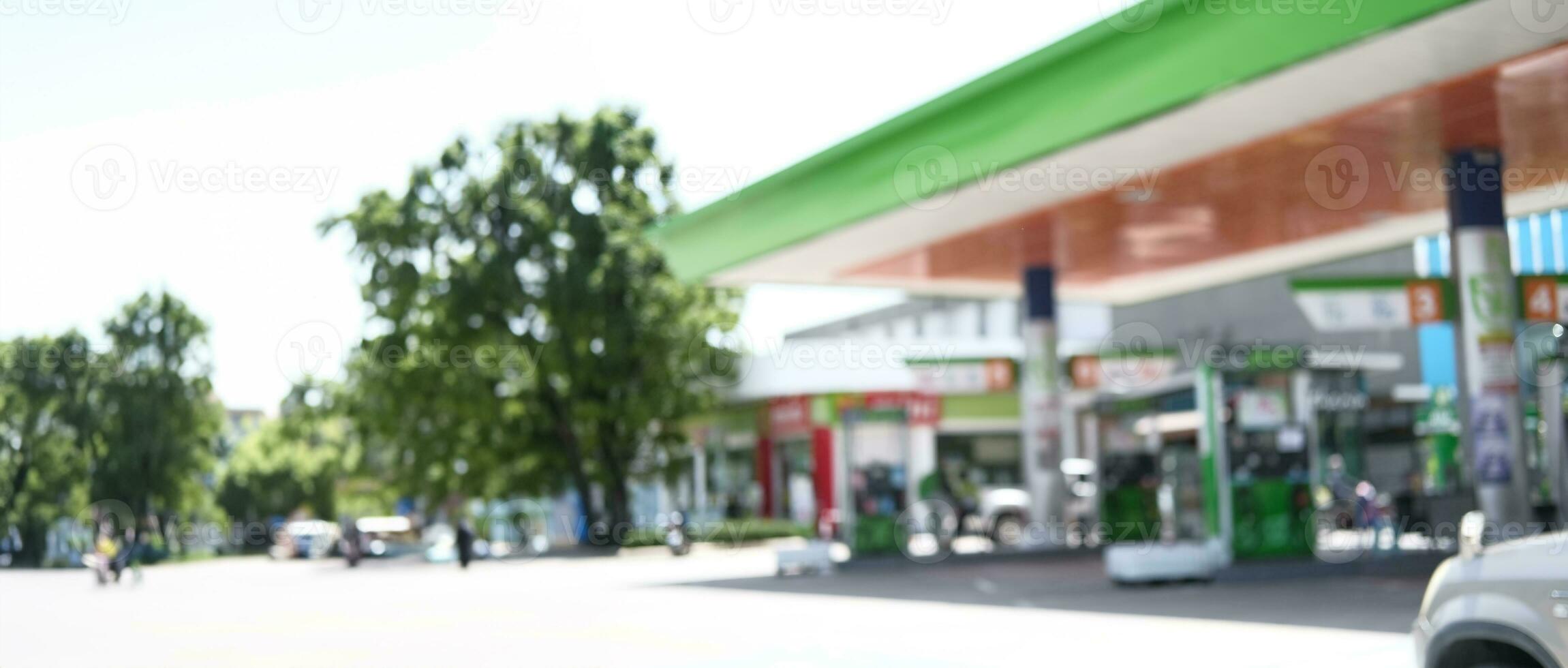 gas station blurred background for automobile industry photo