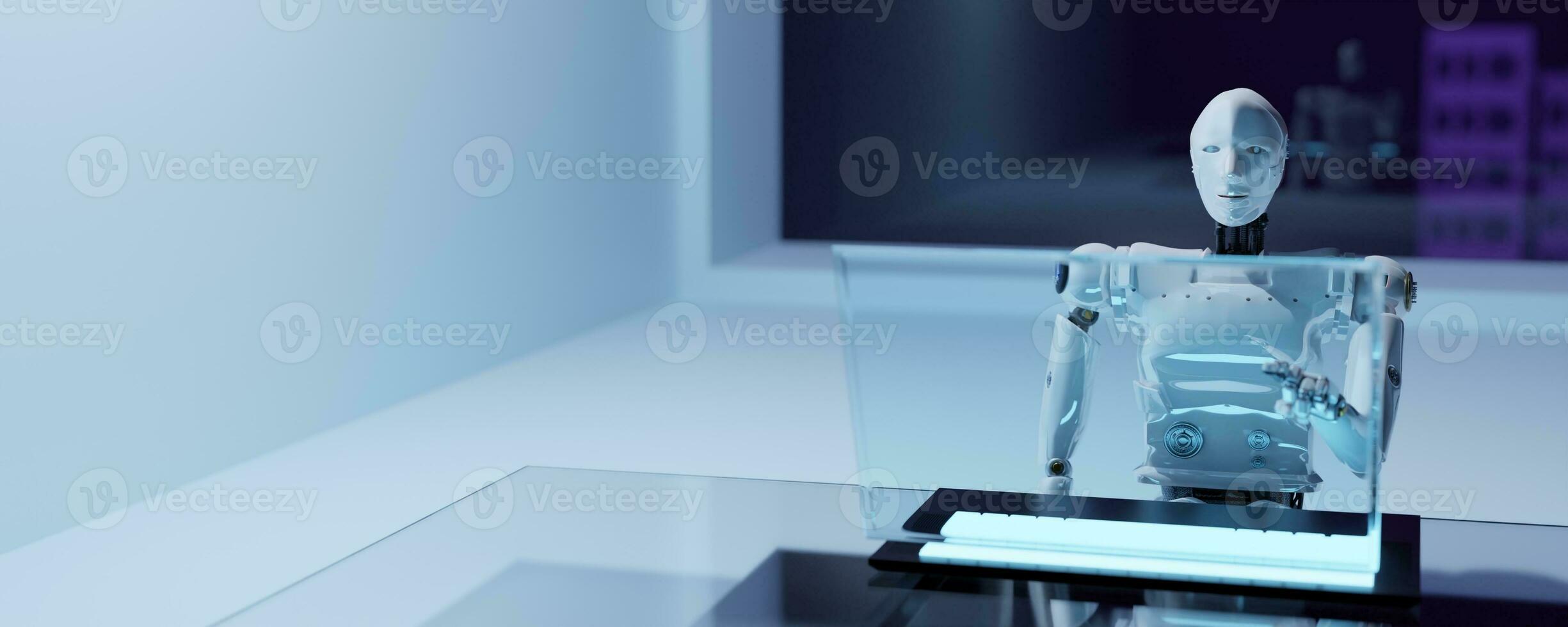 Robot chat computer in industry push UI interface 2024 technology AR application technology platform device laptop net hub networking screen display creative december development finance future photo