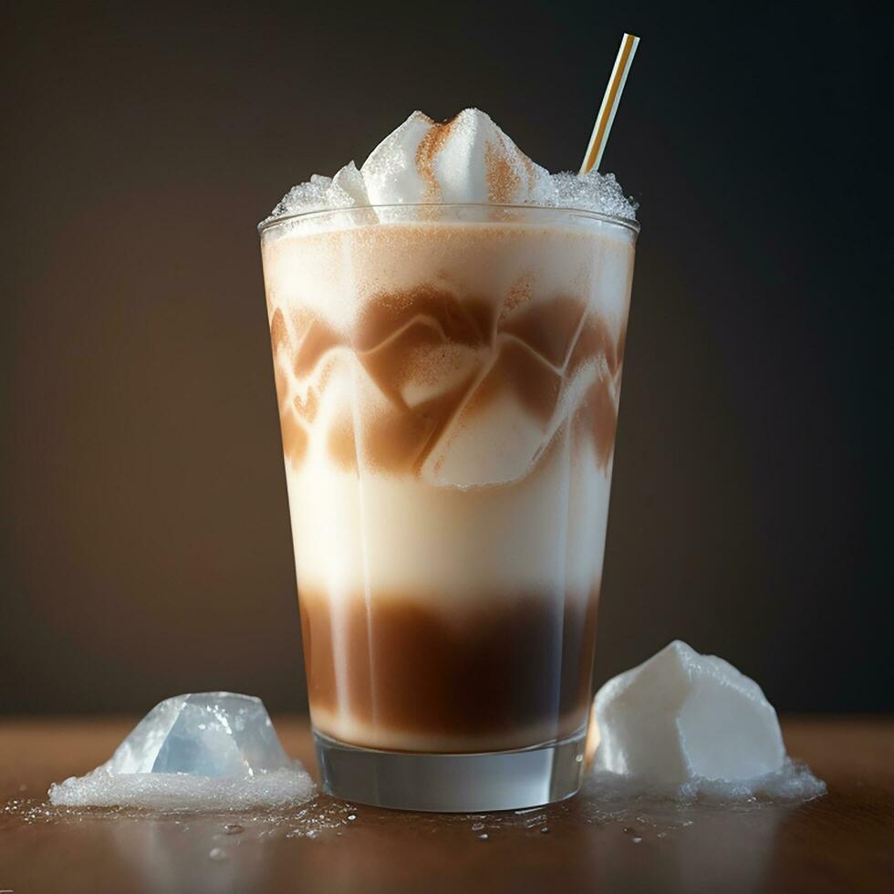 AI generated a cup of ice cappuccino photo