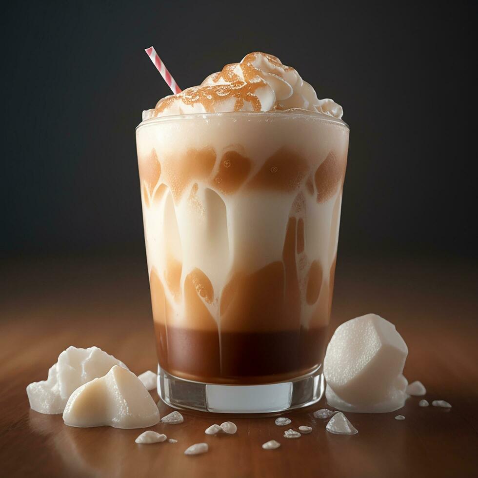 AI generated a cup of ice cappuccino photo