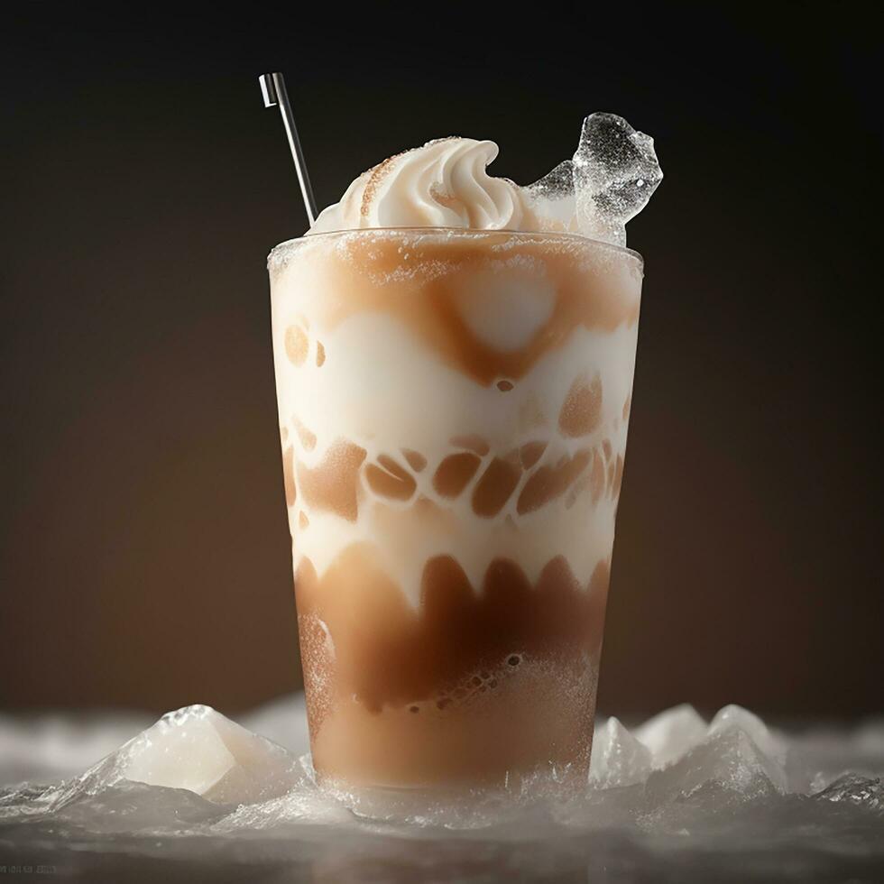 AI generated a cup of ice cappuccino photo