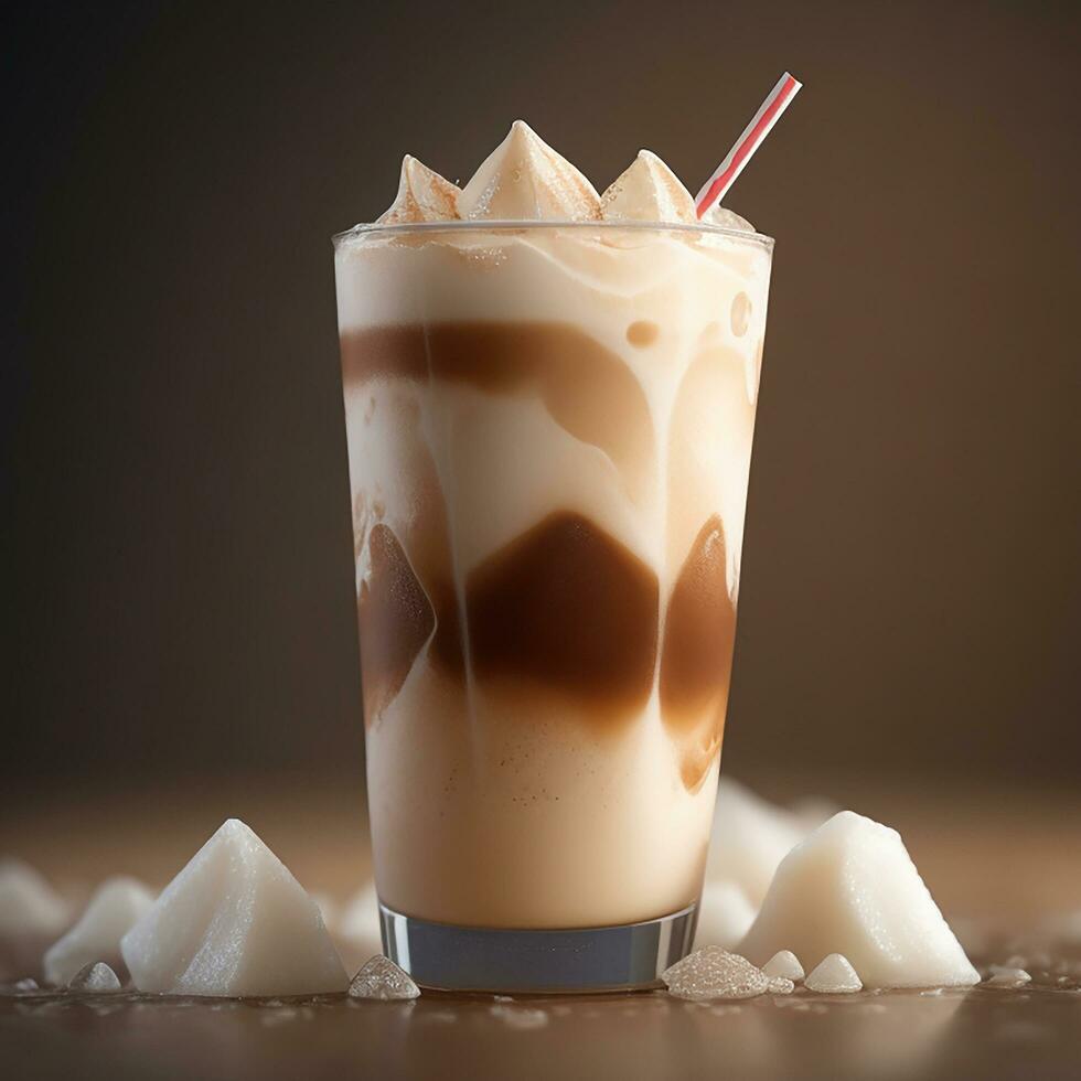 AI generated a cup of ice cappuccino photo