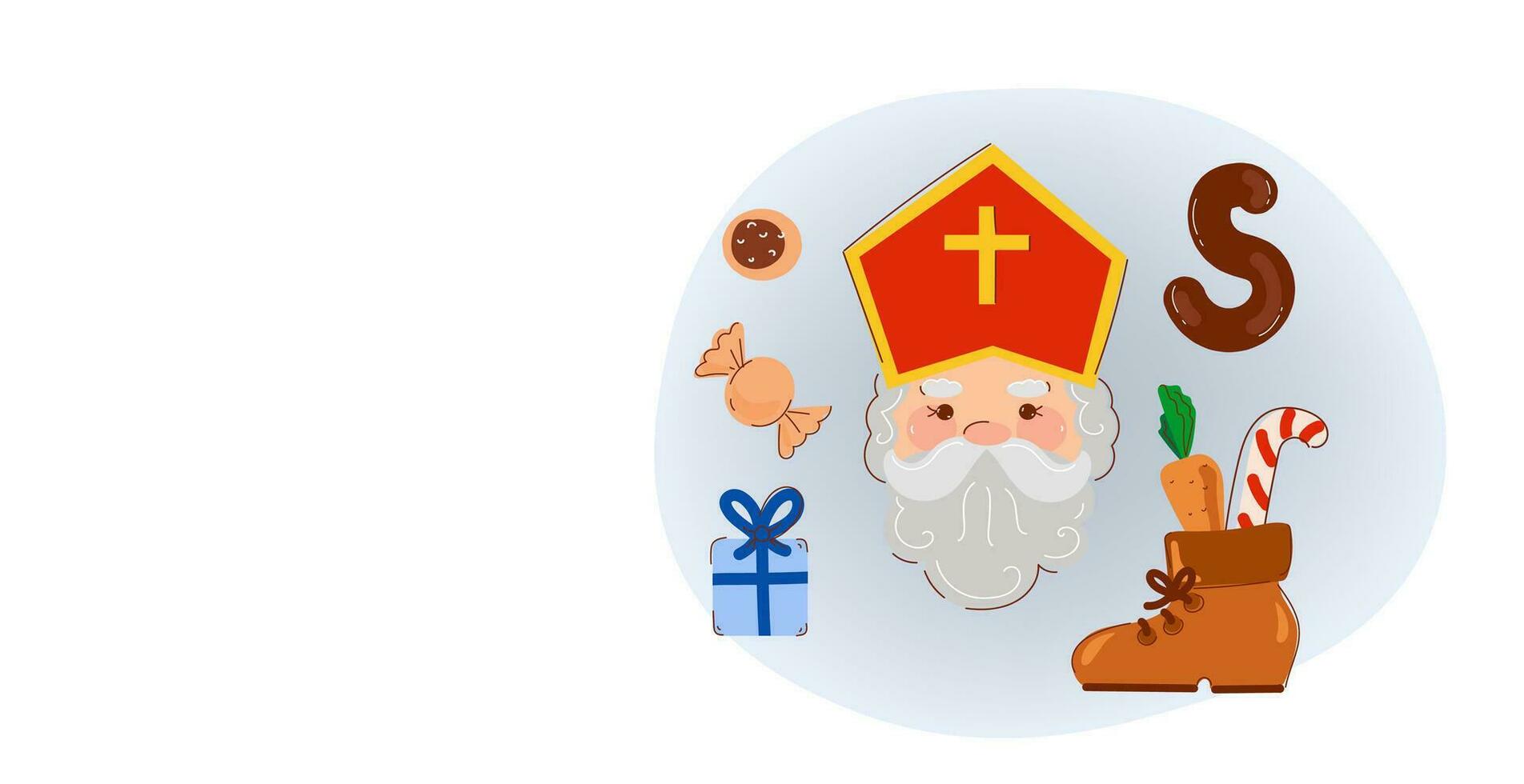 Saint Nicholas  Dutch holiday vector cartoon set