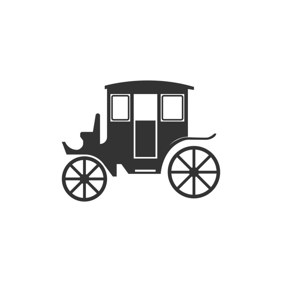 Vintage Retro Old Ancient Classic Kingdom Carriage Silhouette Icon Illustration vector