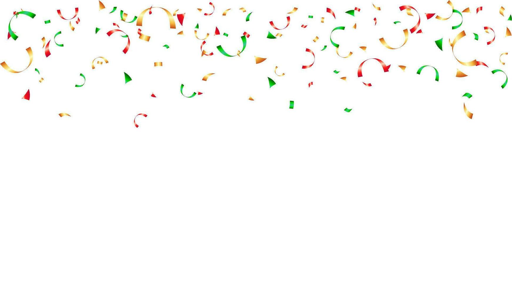 Luxury greeting card vector illustration with gold, green and red confetti. Christmas party