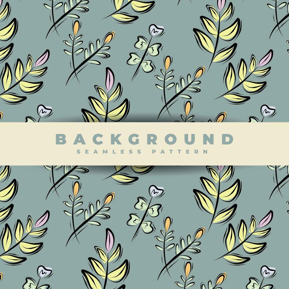 Seamless pattern background design, with foliage element style vector