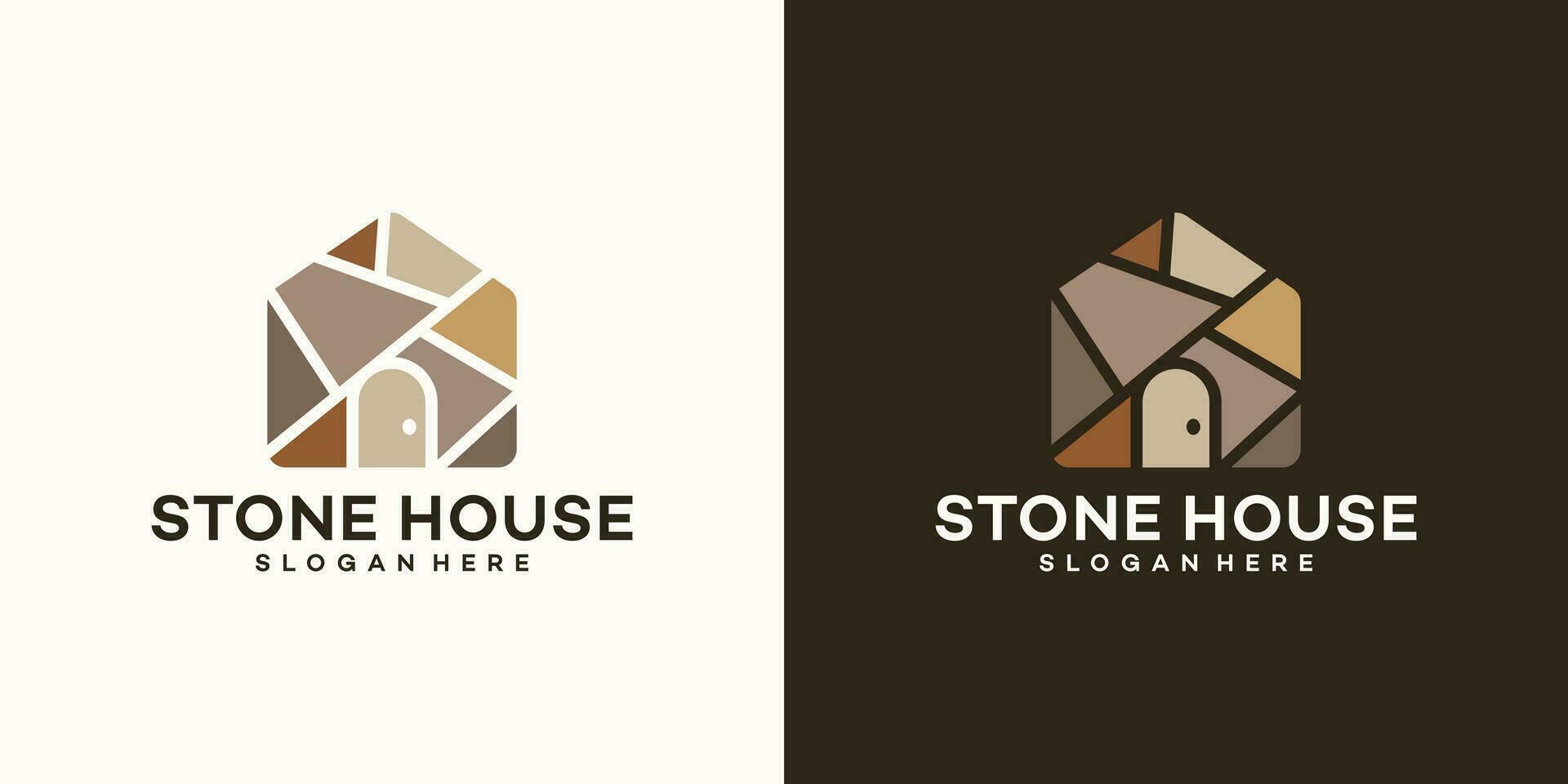 casa edificio logo diseño modelo con Roca diseño gráfico vector ilustración. símbolo, icono, creativo.