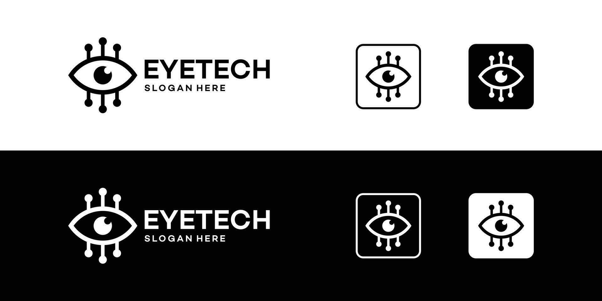 Eye logo design template with tech logo design graphic vector illustration. Symbol, icon, creative.