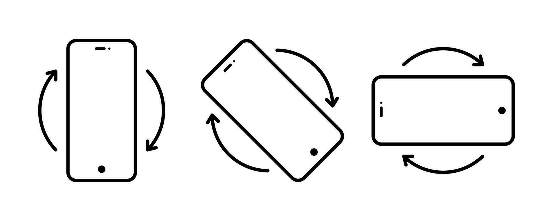 Rotate your phone vector icon set for web site or mobile app. Device rotation symbol. Rotate smartphone. Turn your device