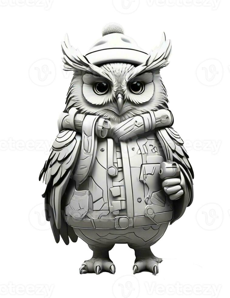 AI generated beautiful winter owl coloring book for children and adults photo