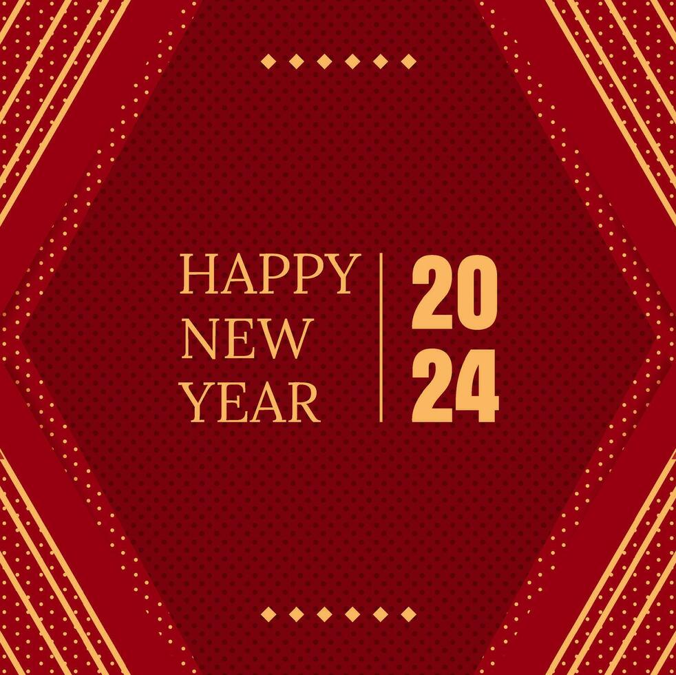 elegant and luxurious happy new year greeting social media post with dark red background vector