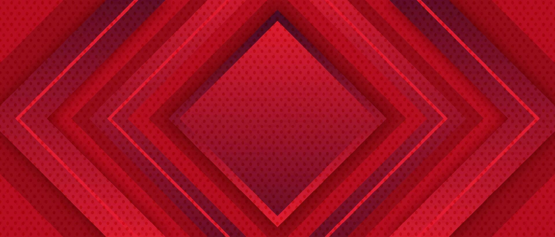 red background gradient rectangular geometric shape with dot texture for banner design vector